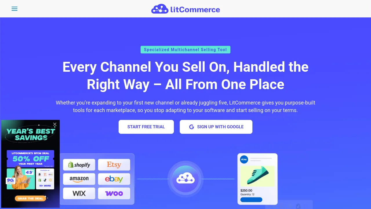 Screenshot of LitCommerce website