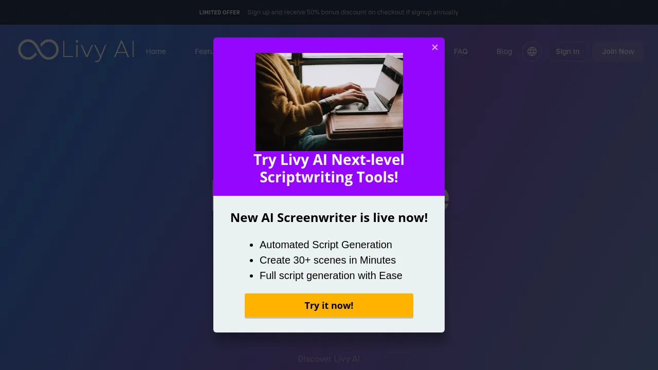 Screenshot of Livy AI website