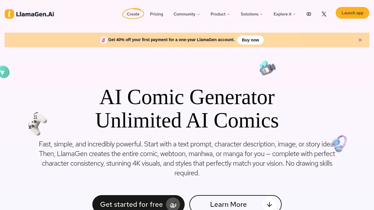 Screenshot of LlamaGen.Ai website