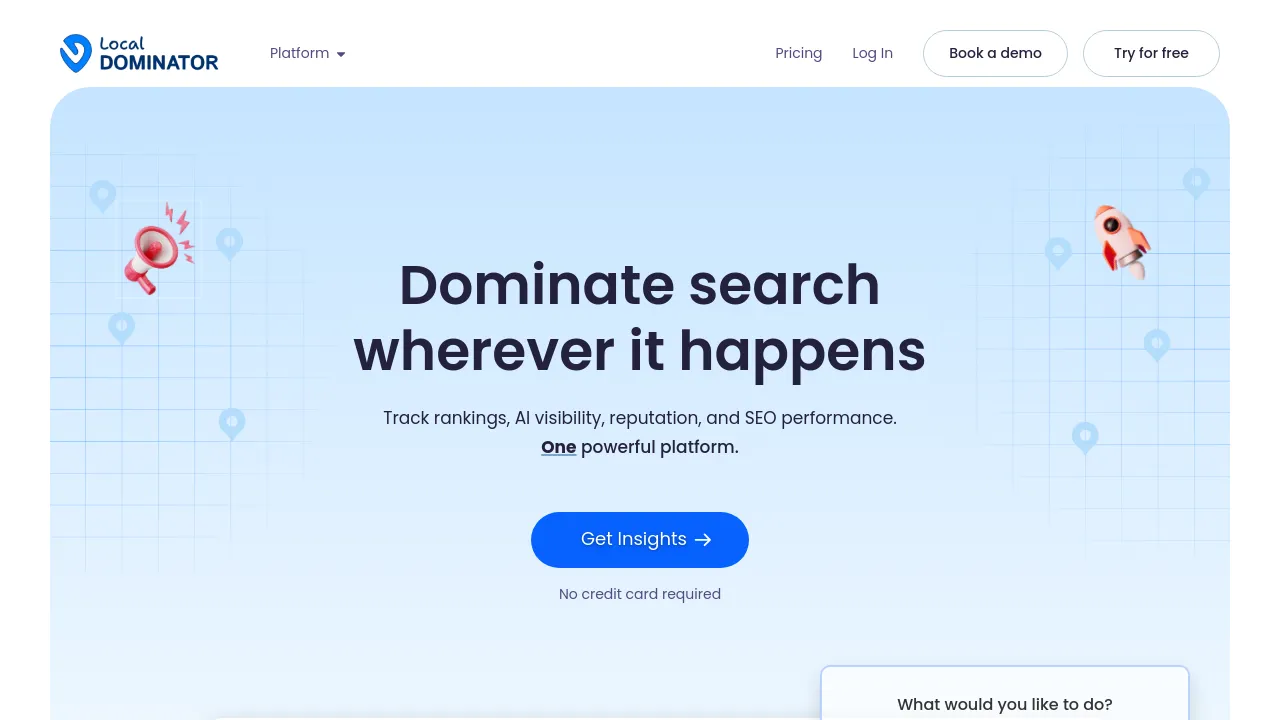 Screenshot of Local Dominator website