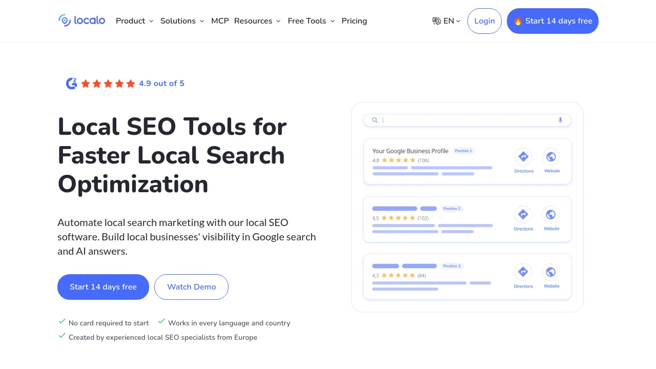 Screenshot of Localo website