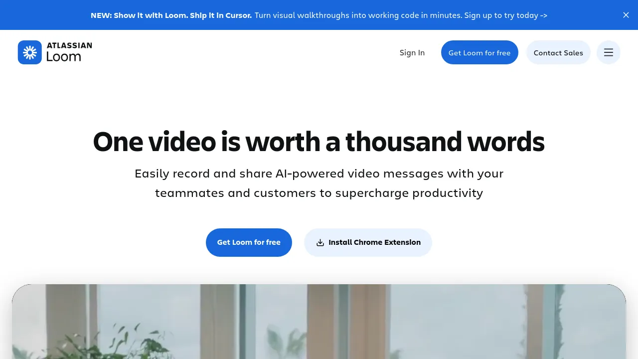 Screenshot of Loom website