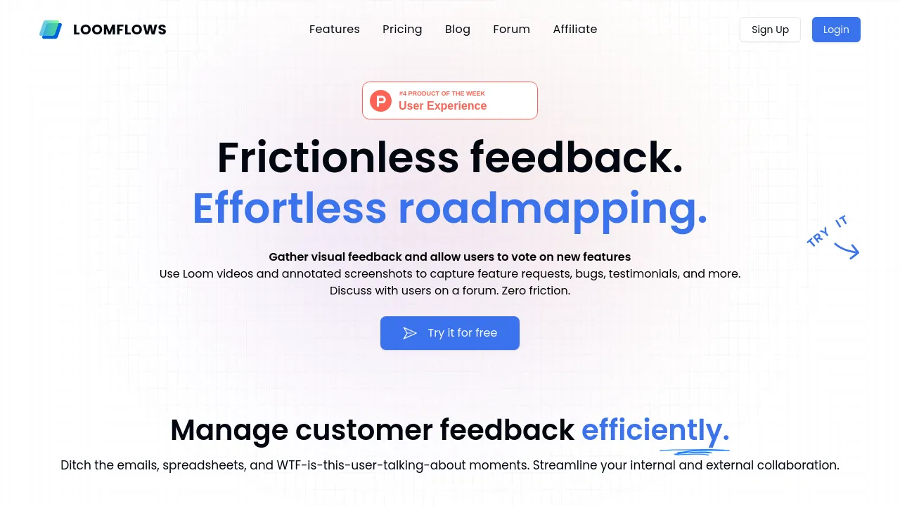 Screenshot of LoomFlows website