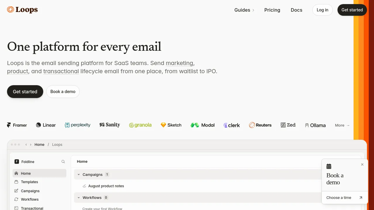 Screenshot of Loops website