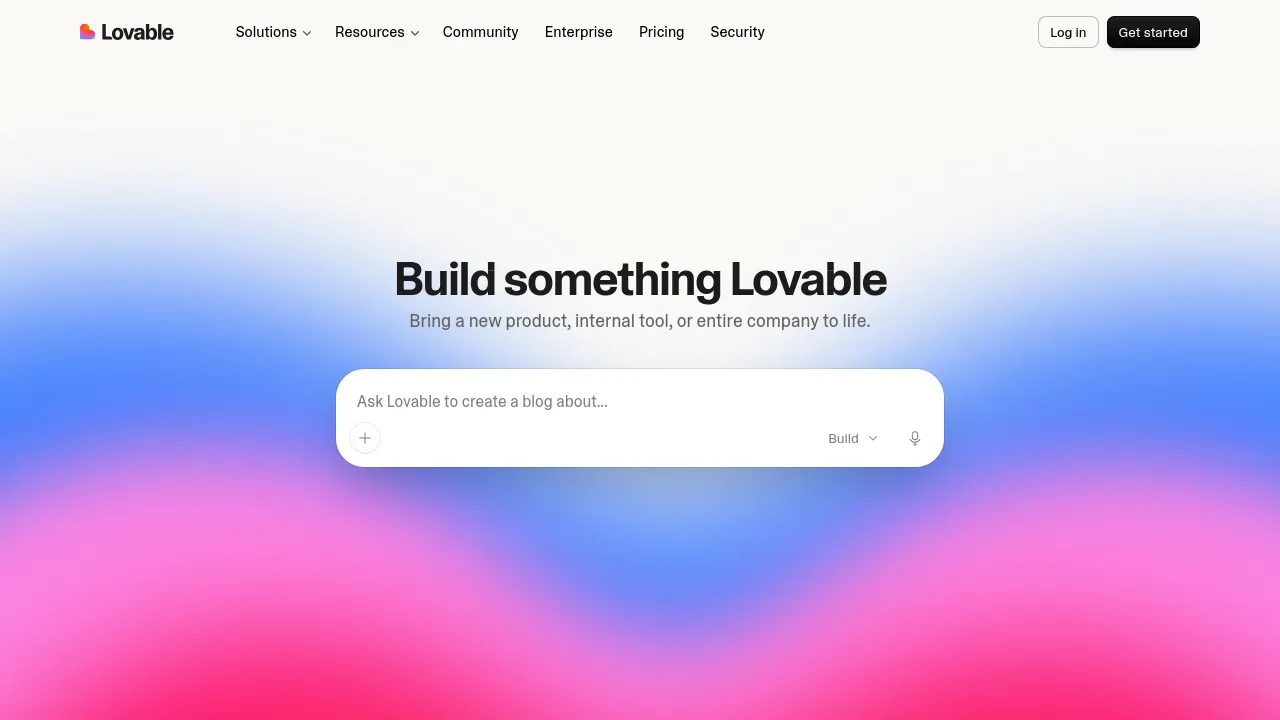 Screenshot of Lovable website
