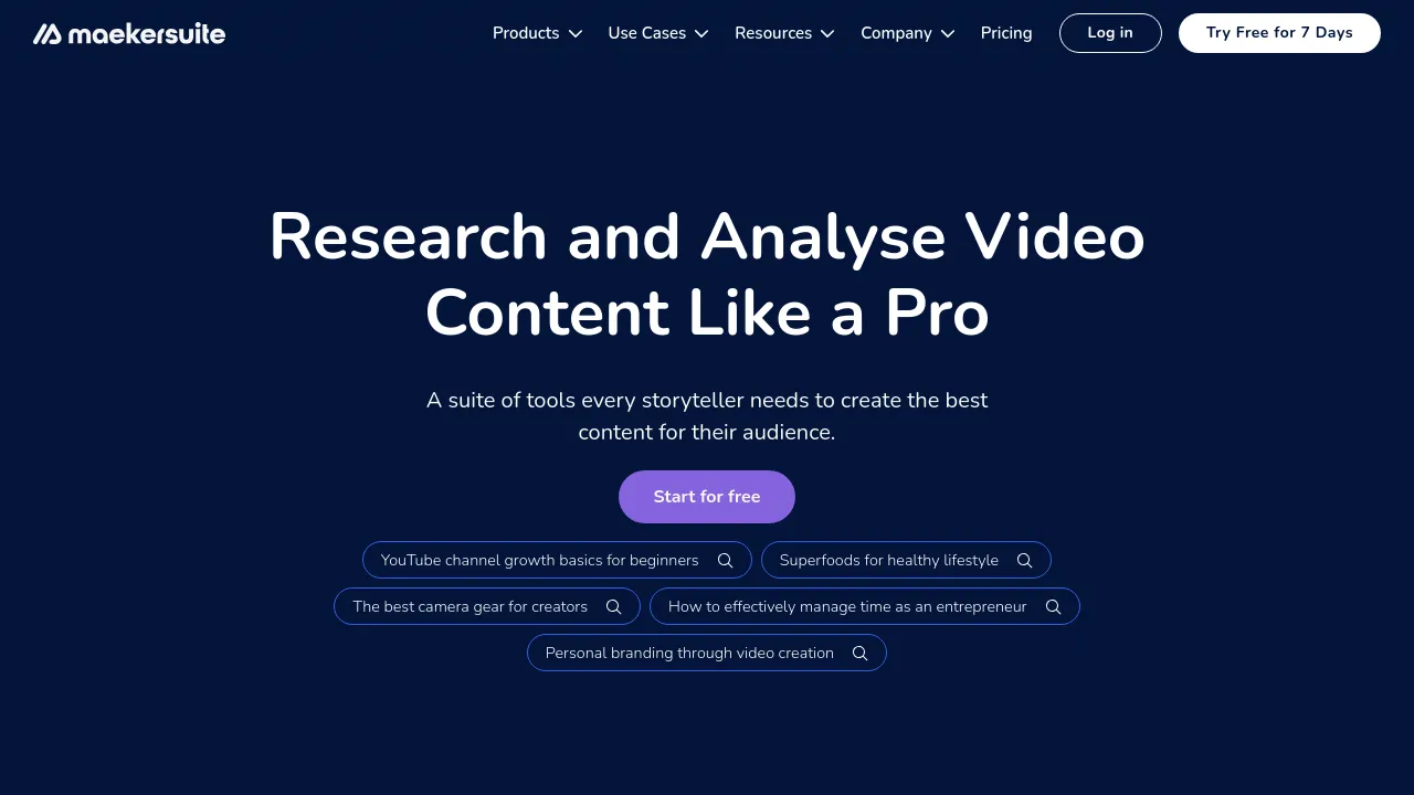 Screenshot of Maekersuite website