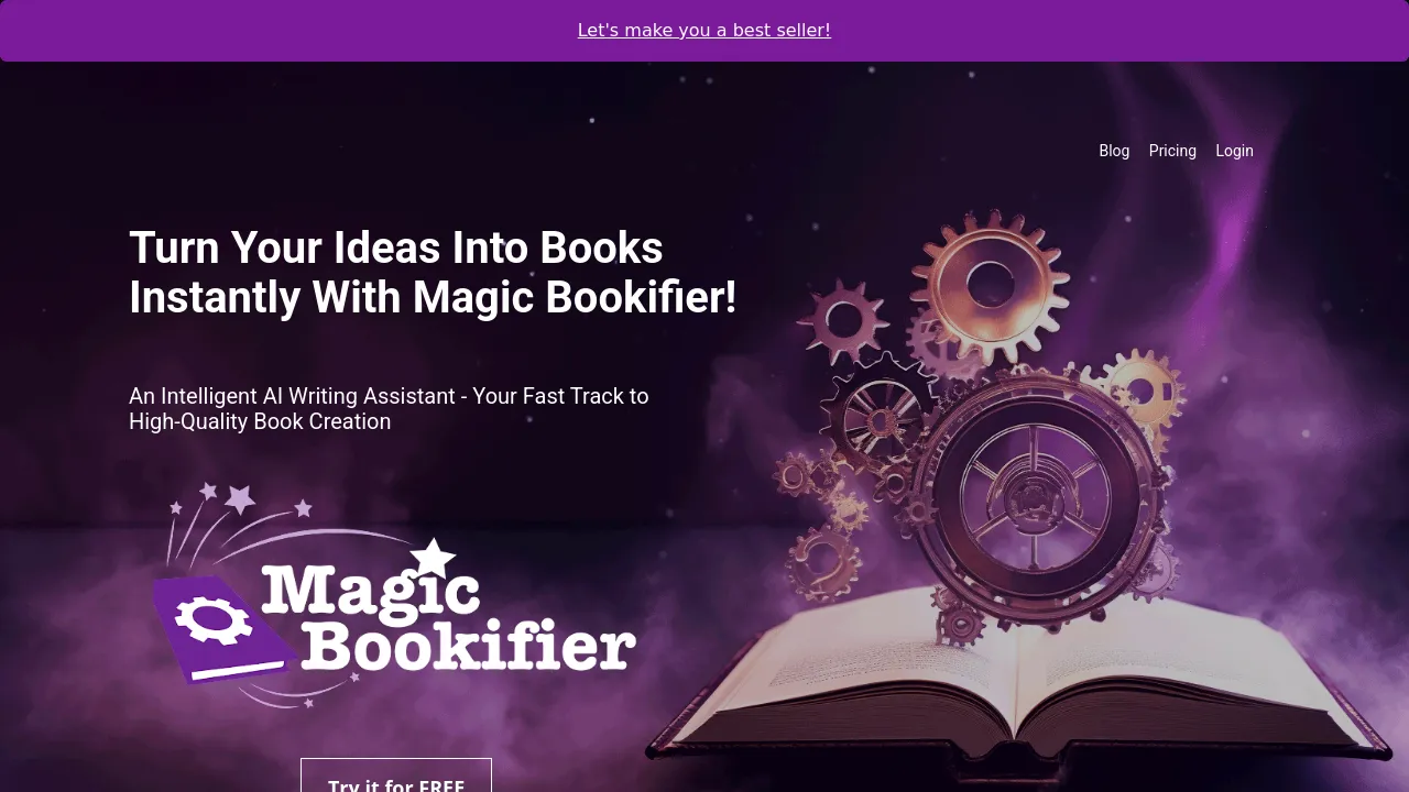 Screenshot of Magic Bookifier website