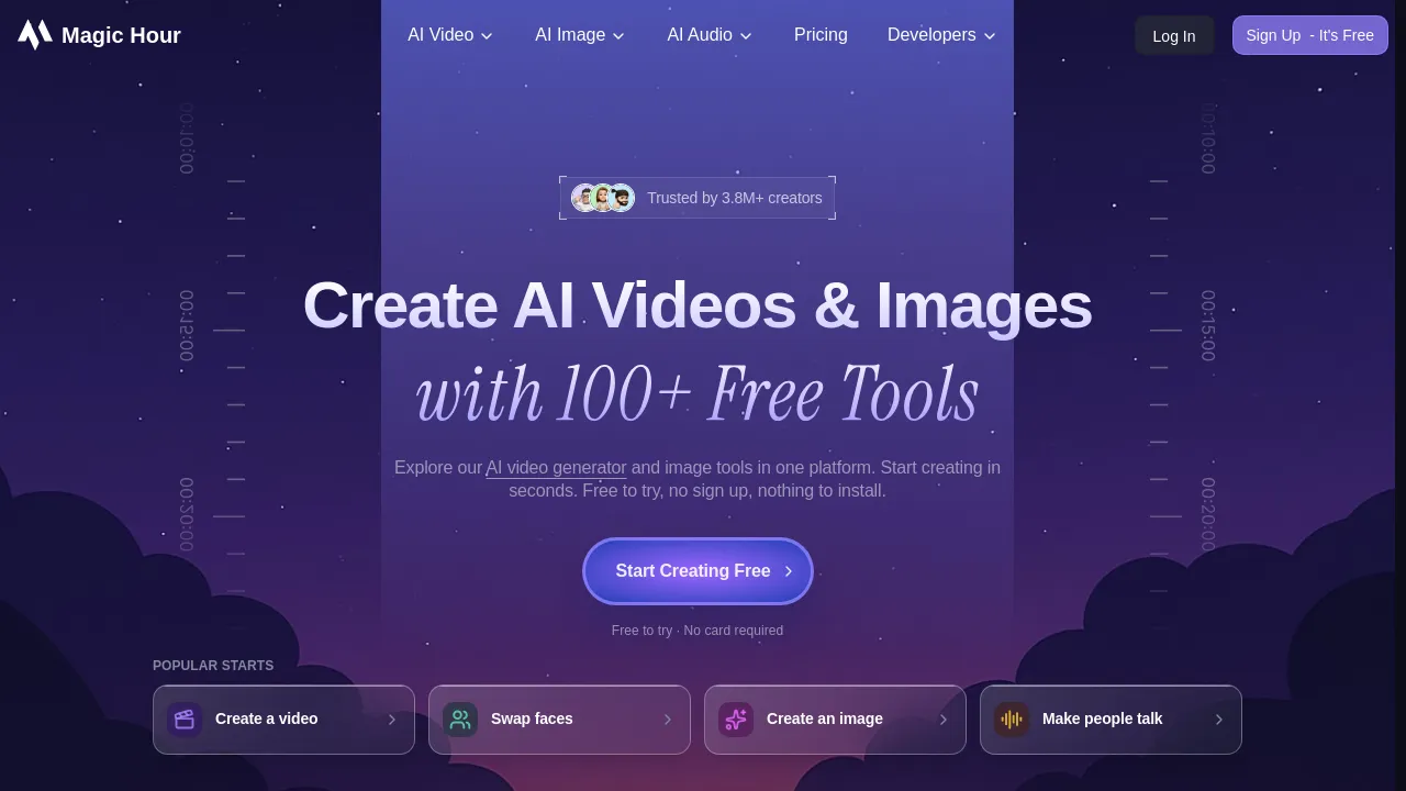 Screenshot of Magic Hour website