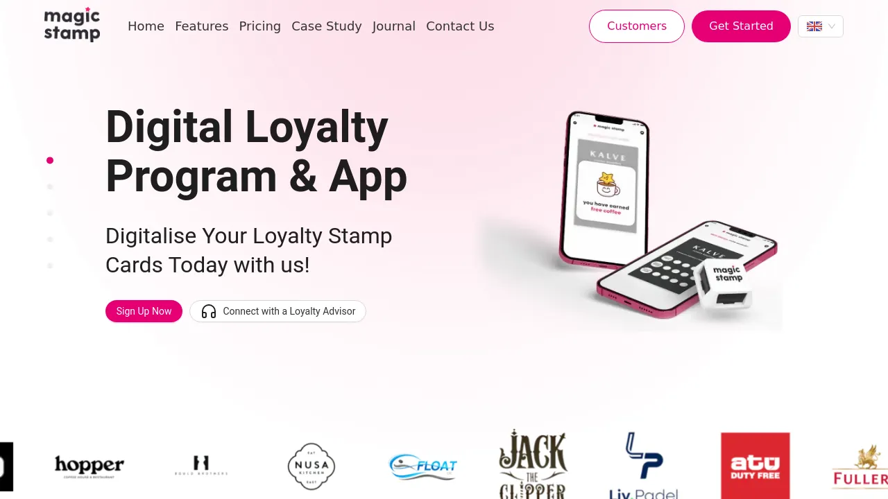 Screenshot of Magic Stamp website