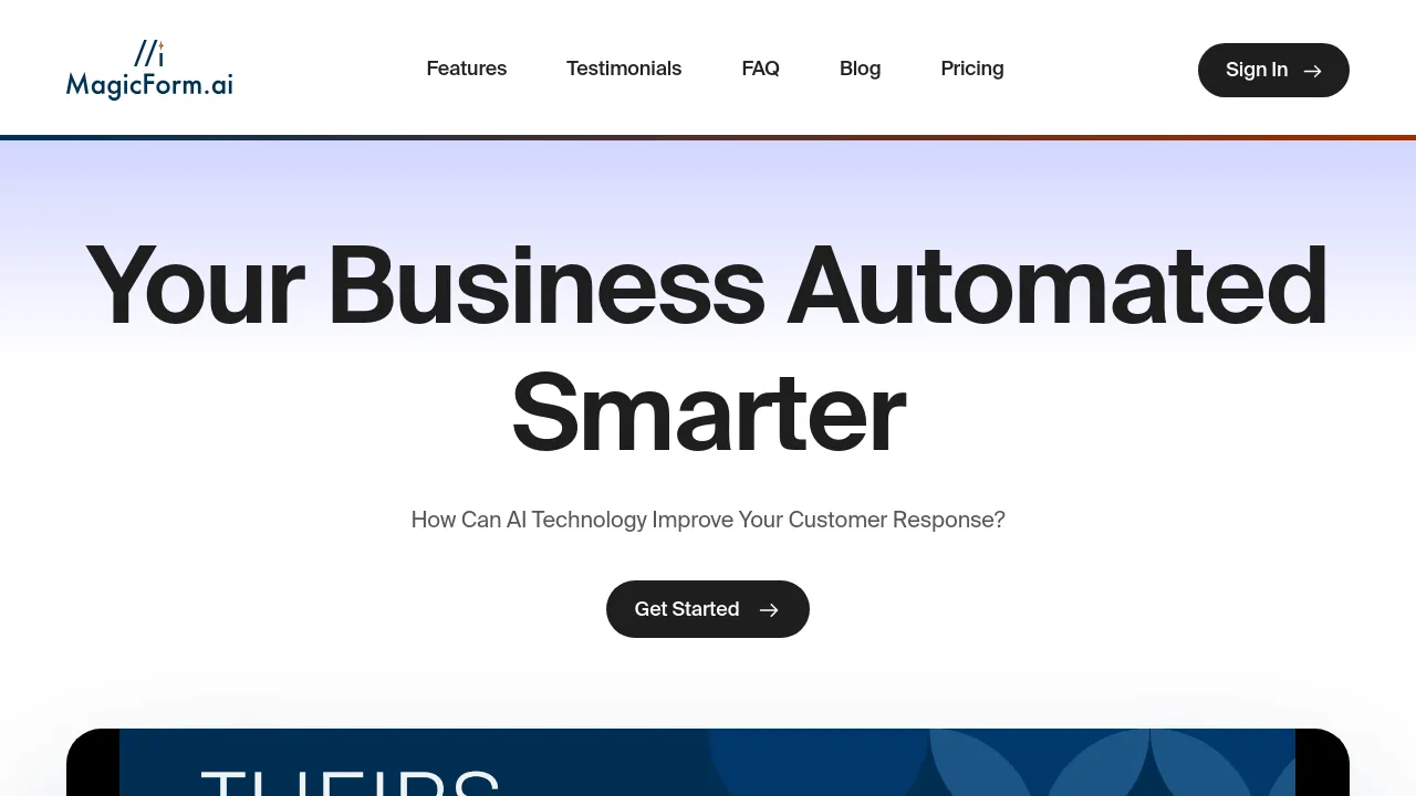 Screenshot of MagicForm website