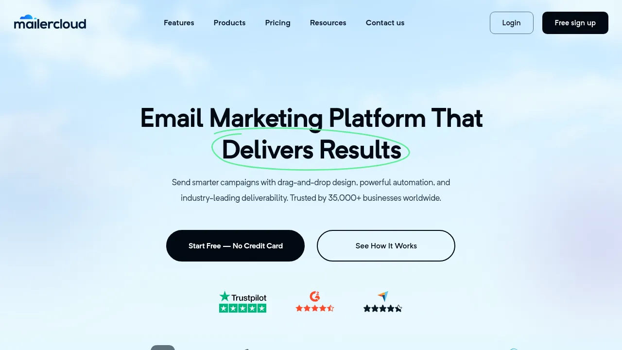 Screenshot of Mailercloud website