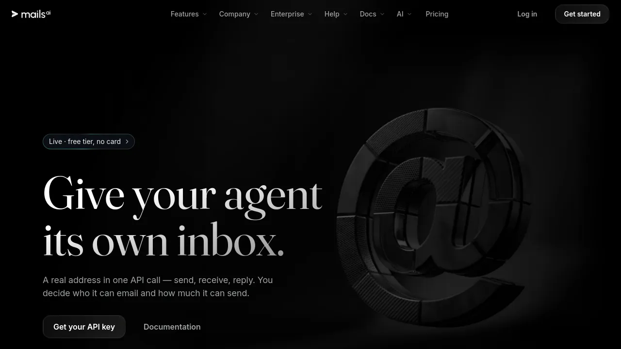 Screenshot of Mails.ai website