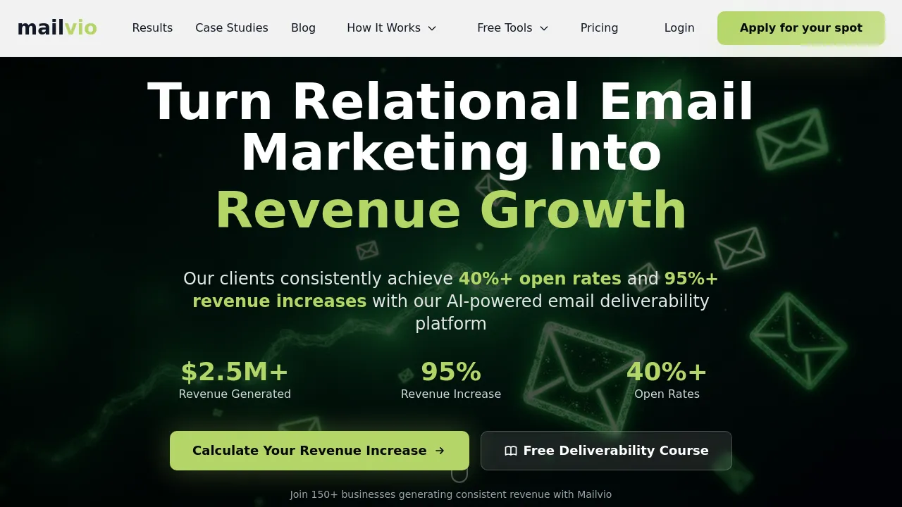 Screenshot of Mailvio website