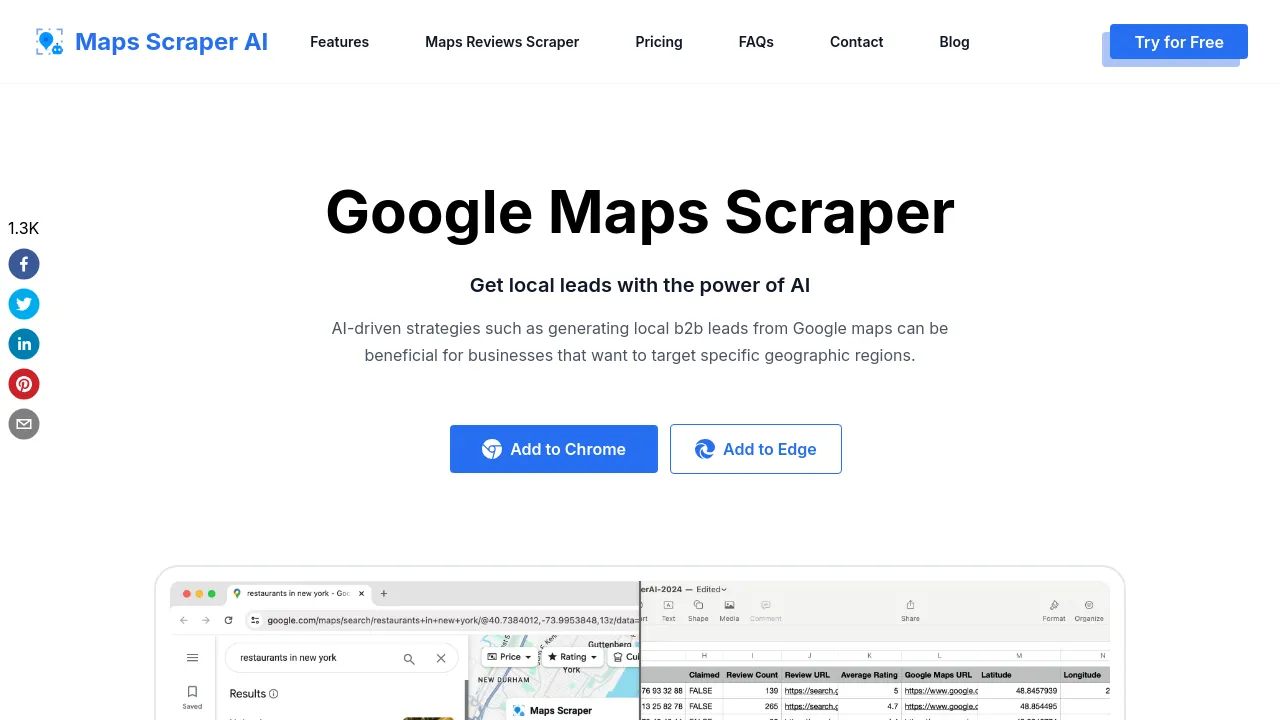 Screenshot of Maps Scraper AI website