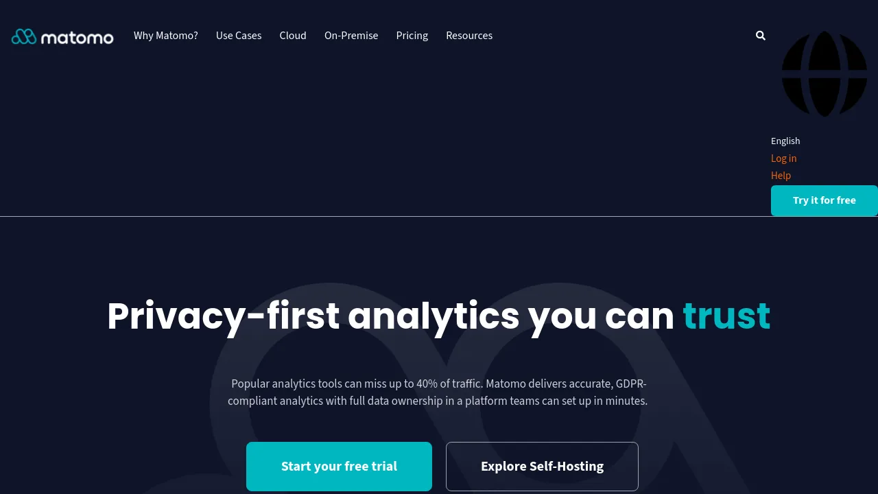 Screenshot of Matomo website
