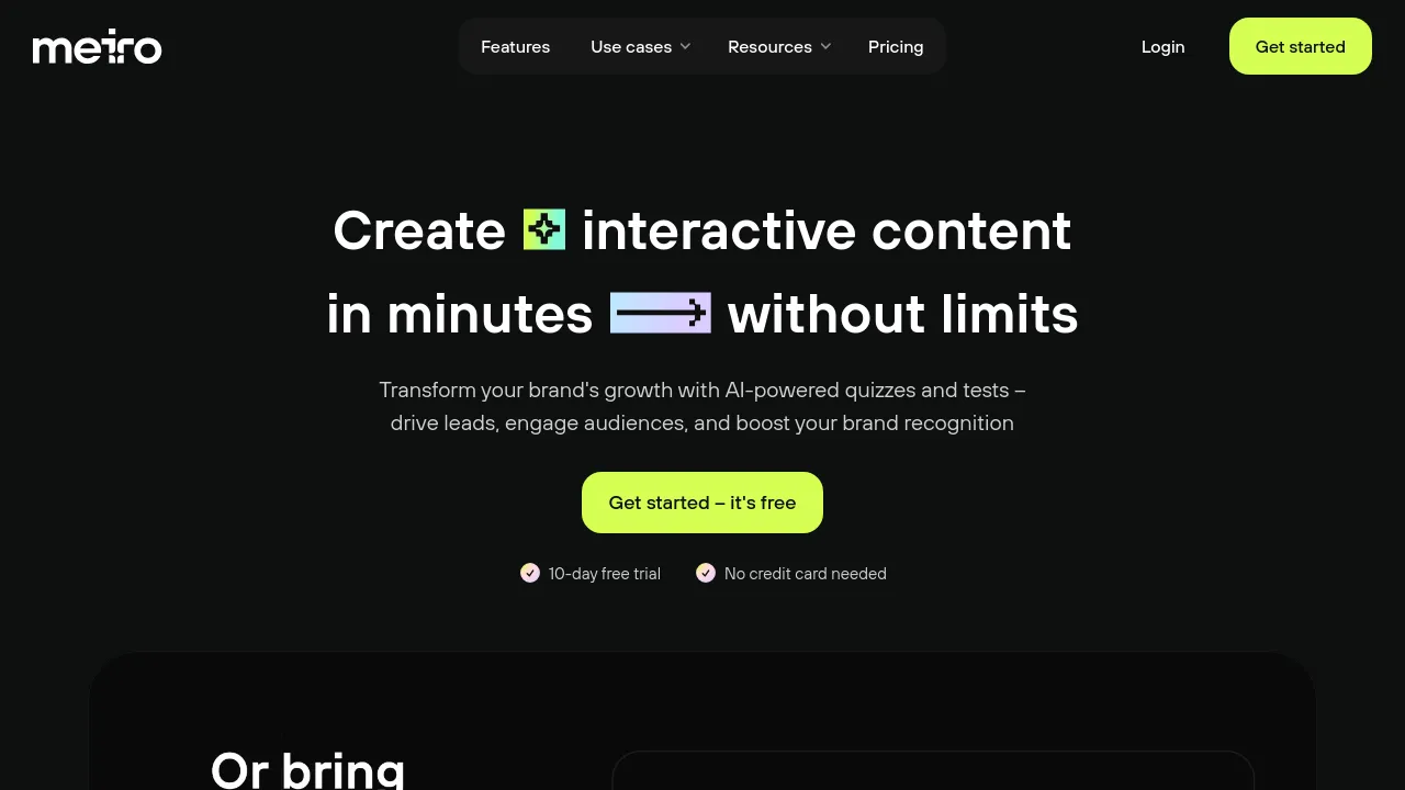 Screenshot of Meiro website