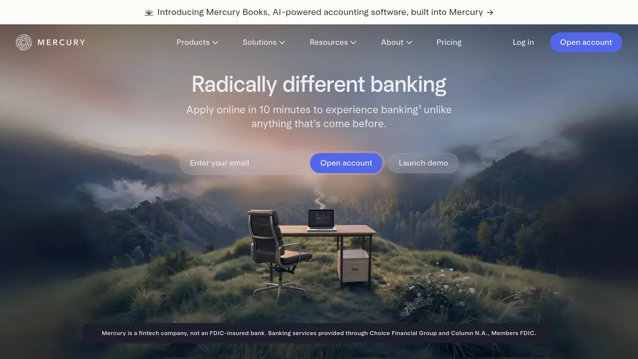 Screenshot of the Mercury website