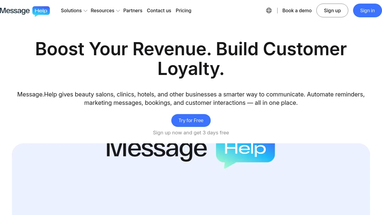 Screenshot of Message.Help website