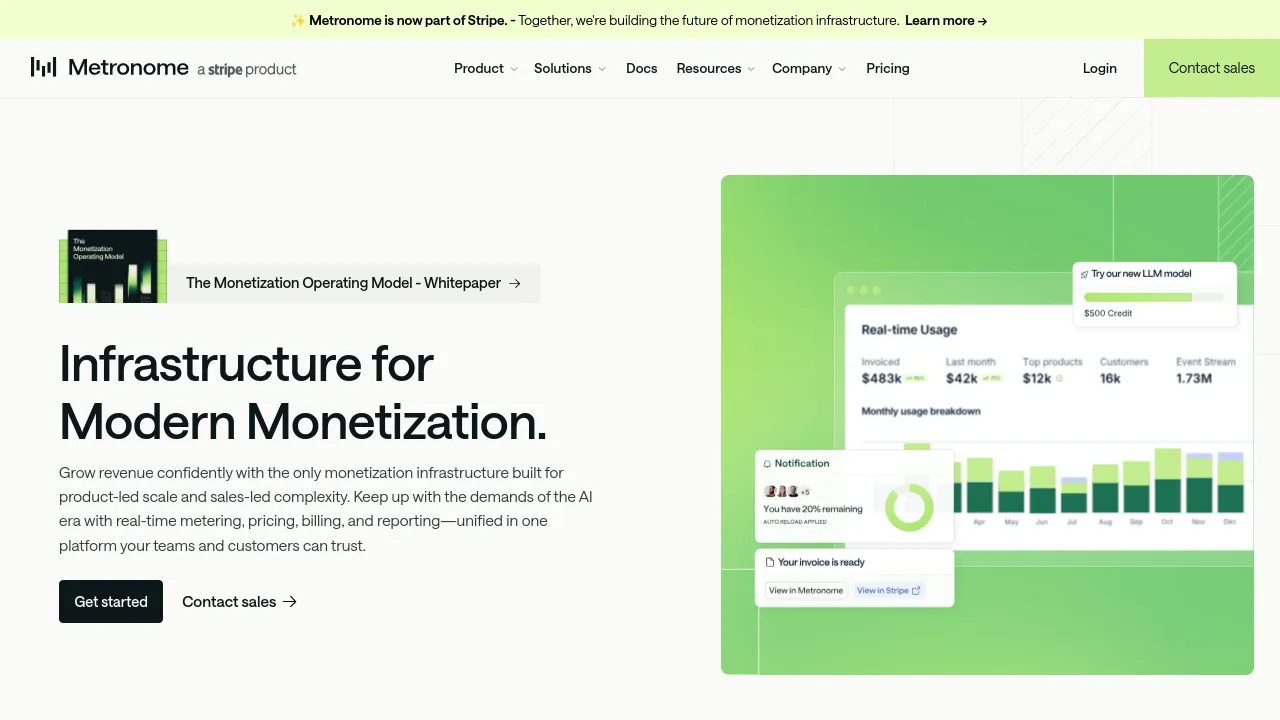 Screenshot of Metronome website