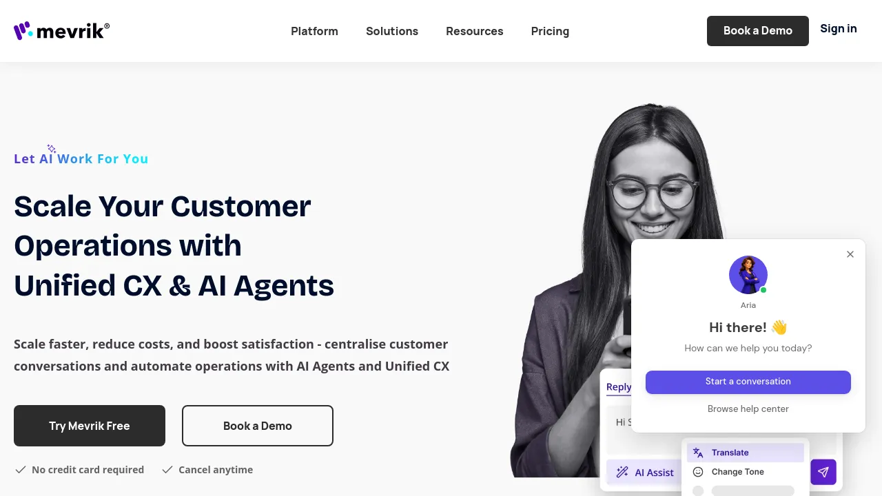 Screenshot of Mevrik website