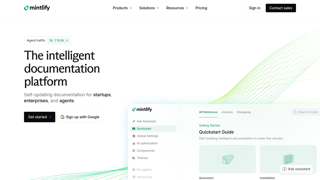 Screenshot of Mintlify website