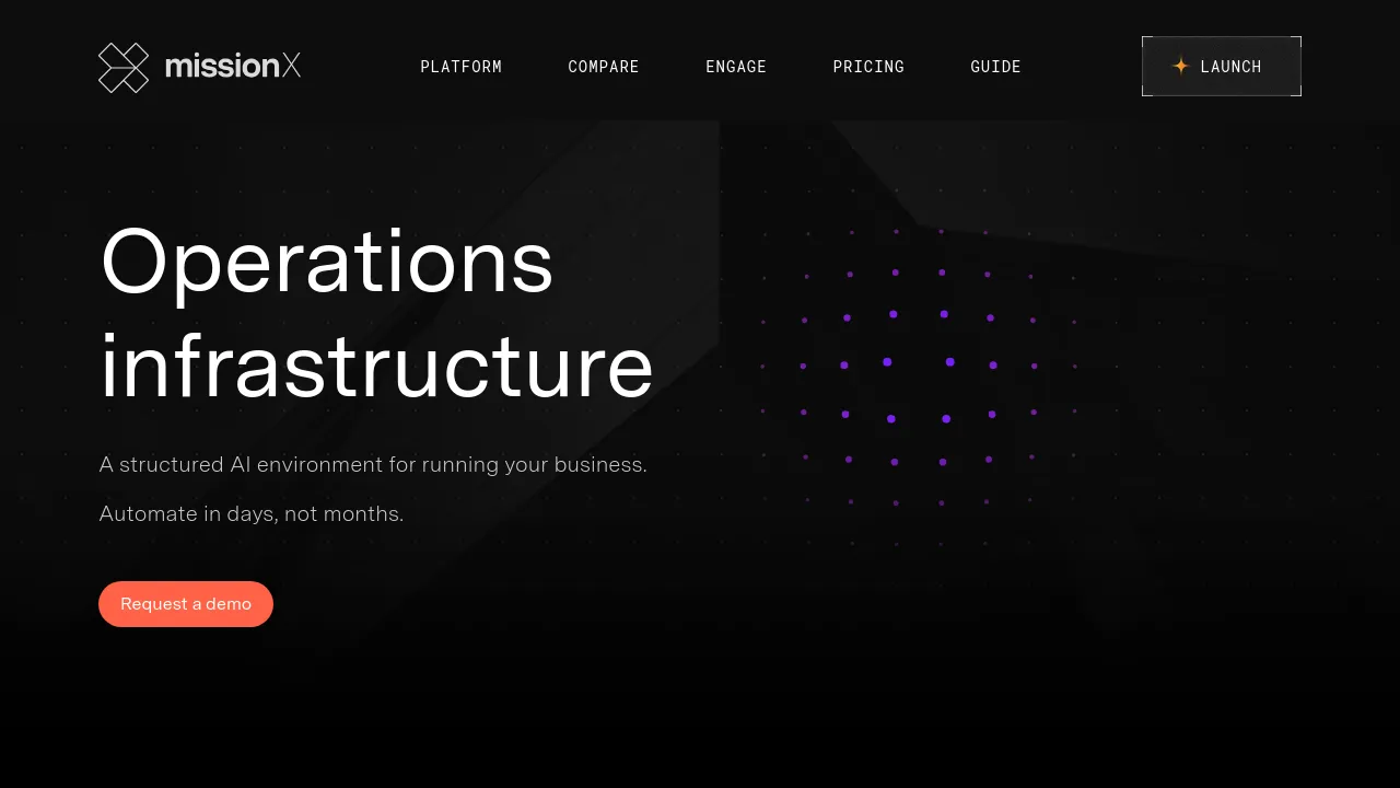 Screenshot of missionX website
