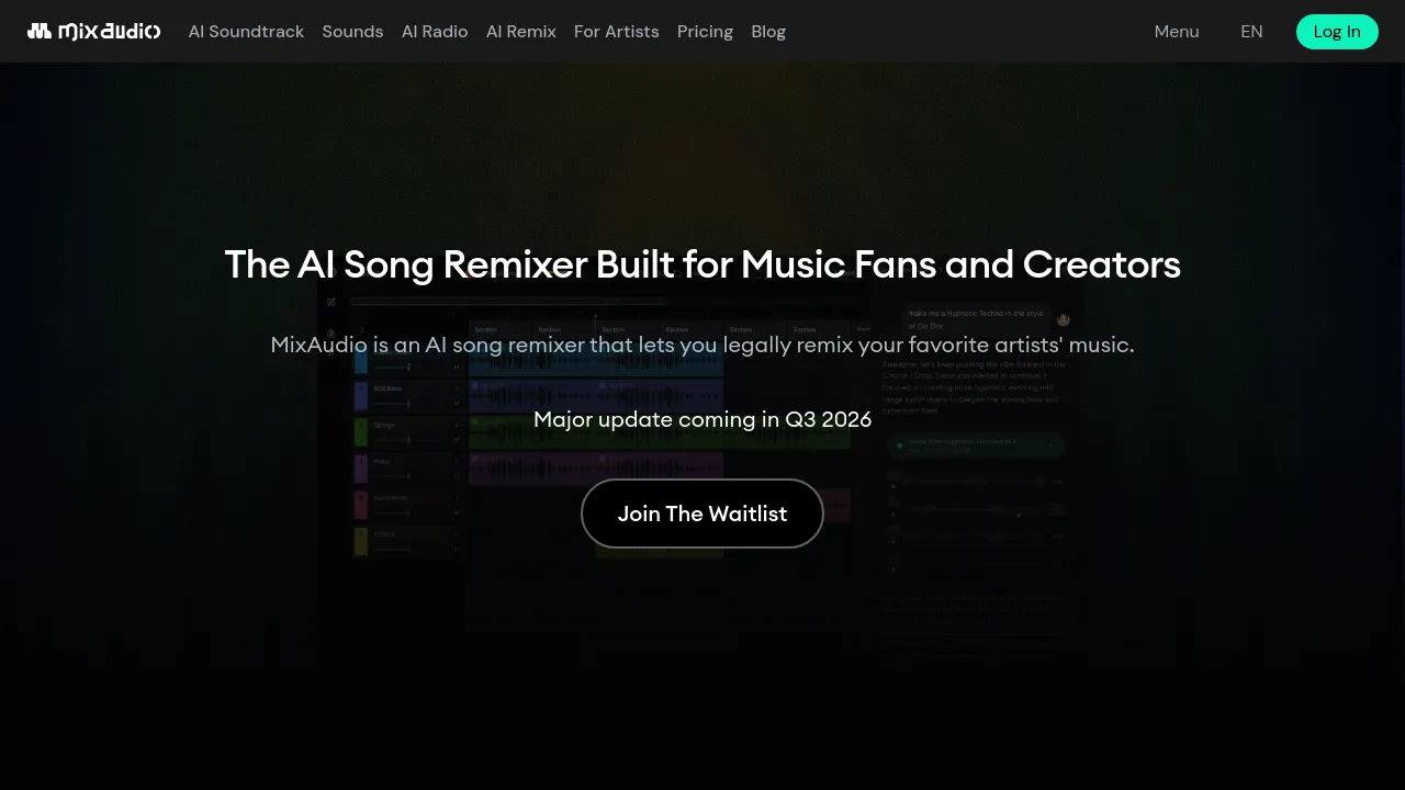 Screenshot of MixAudio website