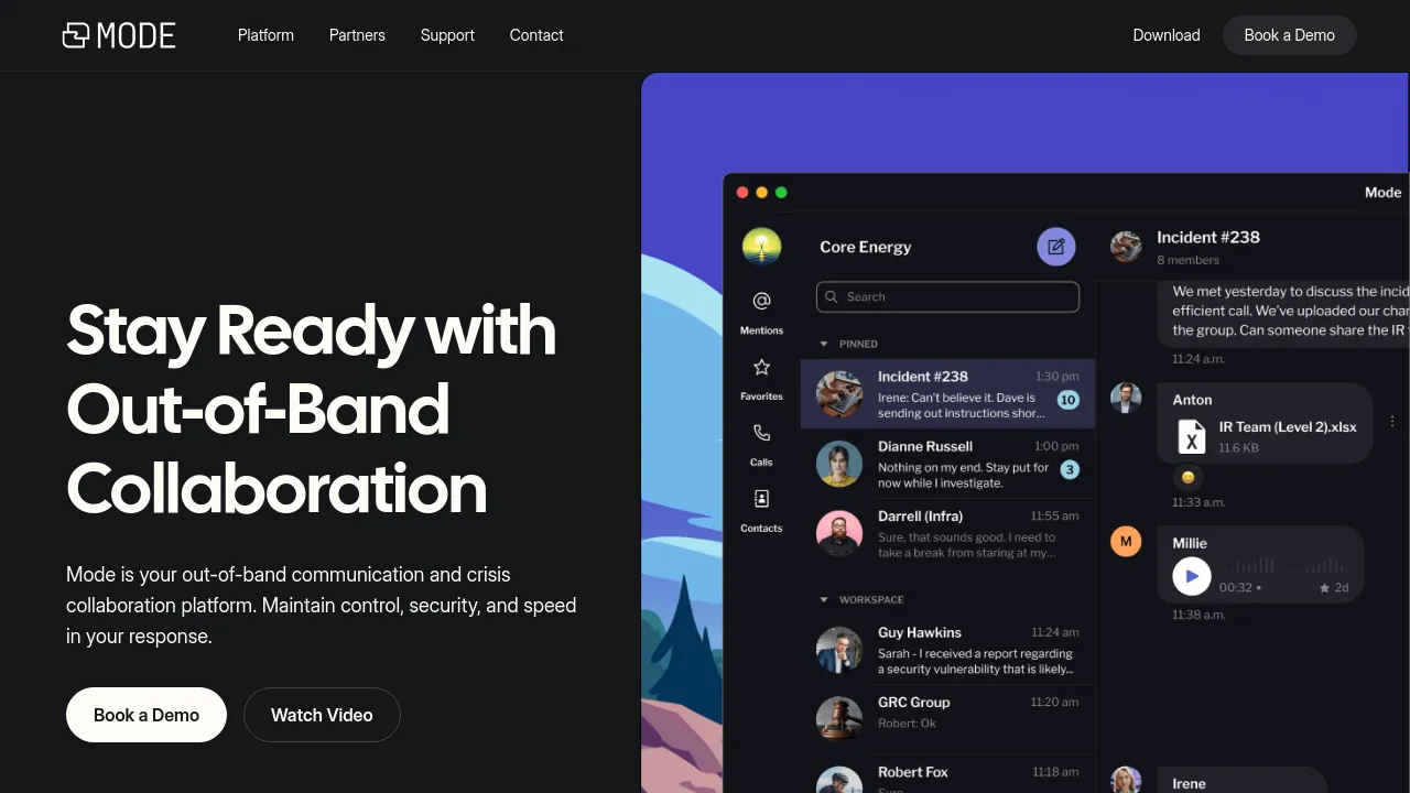 Screenshot of Mode website