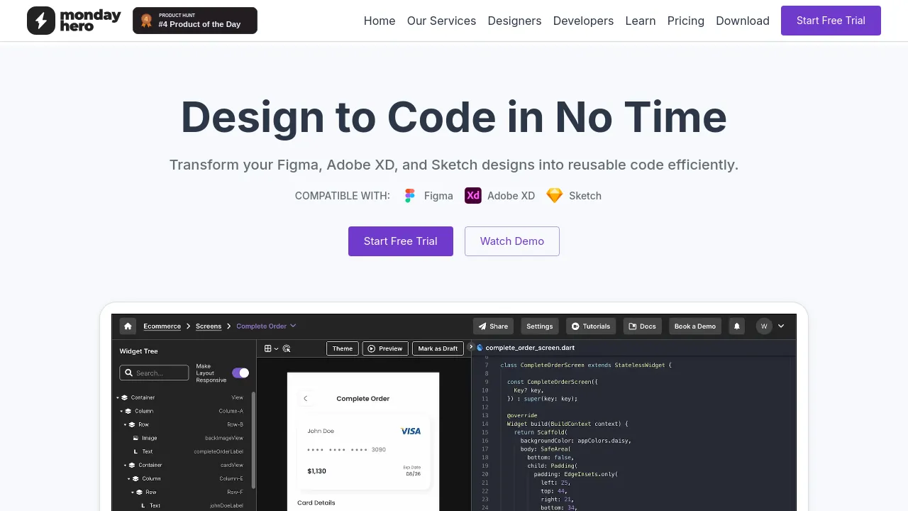 Screenshot of Monday Hero website