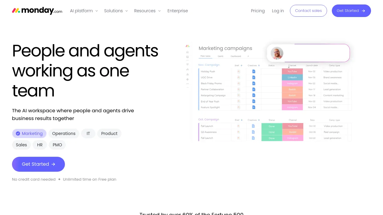 Screenshot of monday.com website