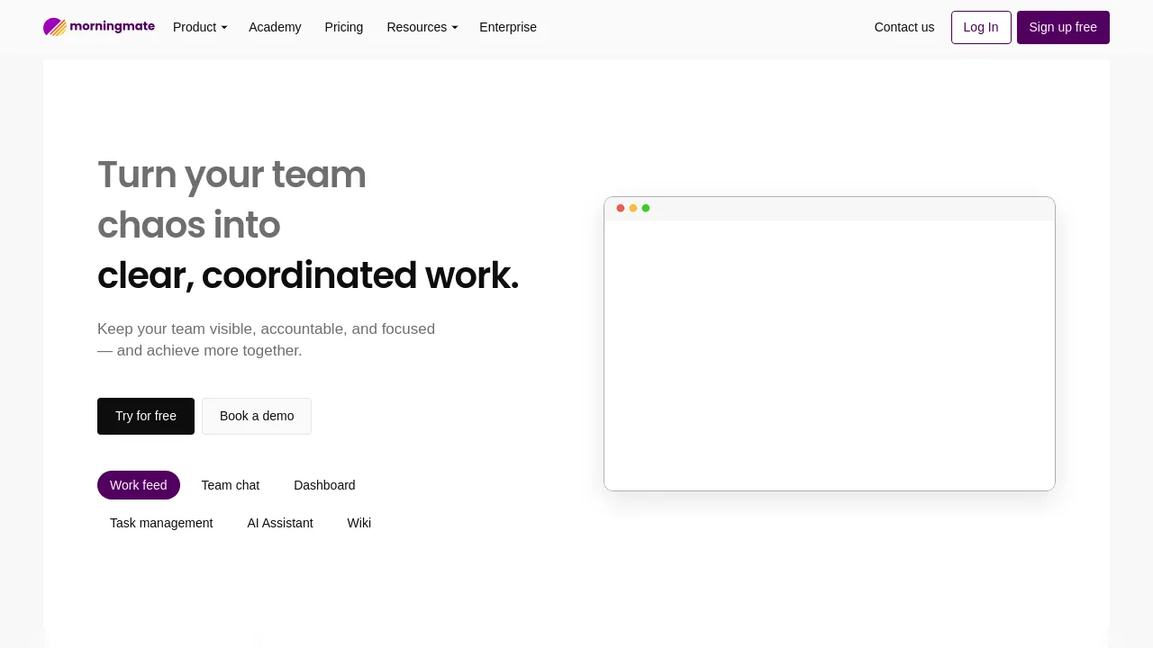 Screenshot of the Morningmate website