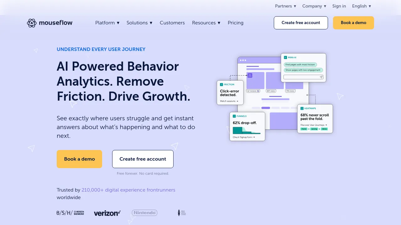 Screenshot of Mouseflow website