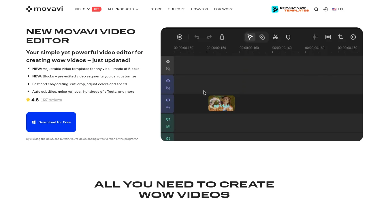 Screenshot of Movavi Video Editor 2024 website