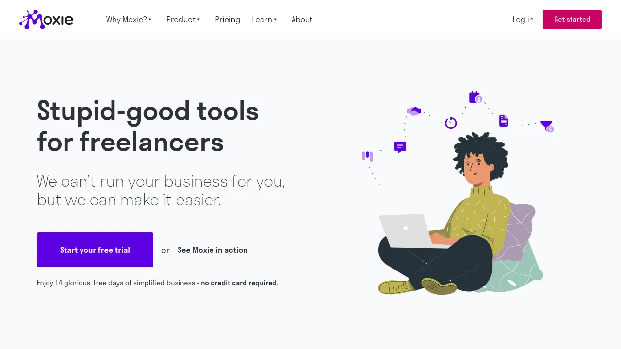 Screenshot of Moxie website