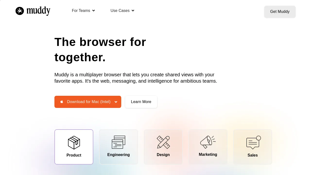 Screenshot of Muddy website