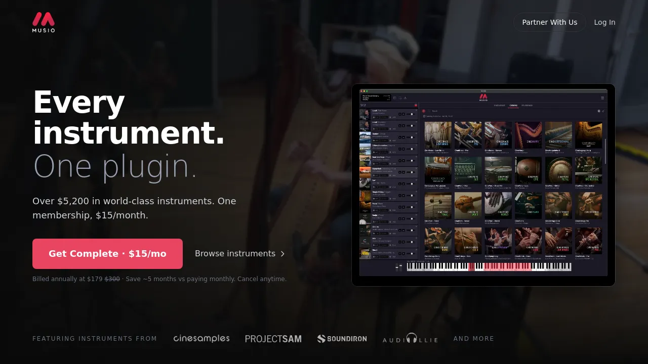 Screenshot of Musio website