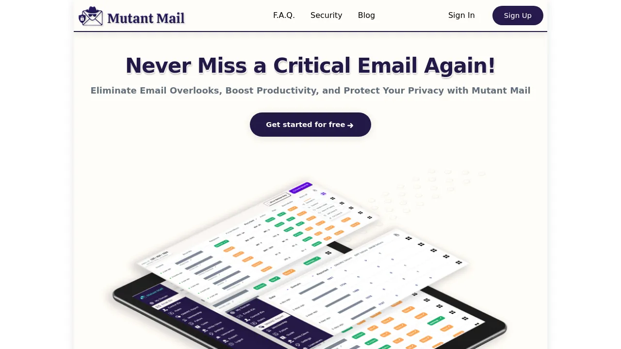 Screenshot of Mutant Mail website