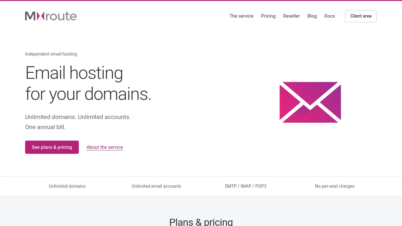 Screenshot of MXroute website