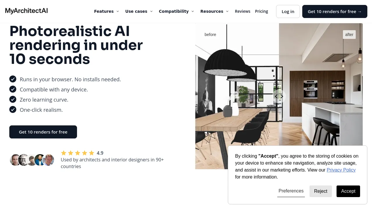Screenshot of MyArchitectAI website