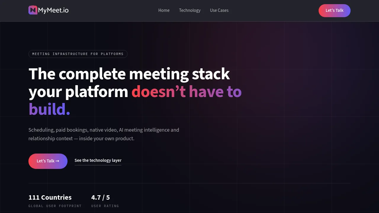 Screenshot of MyMeet website