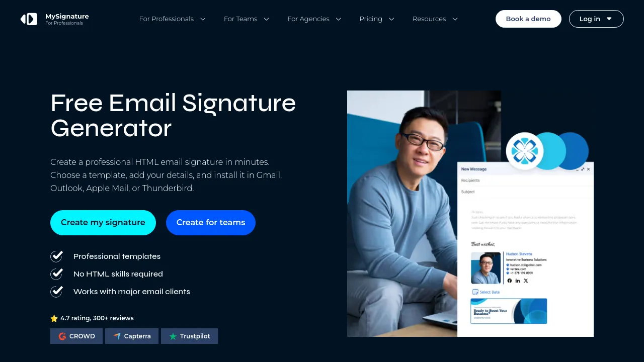 Screenshot of MySignature website