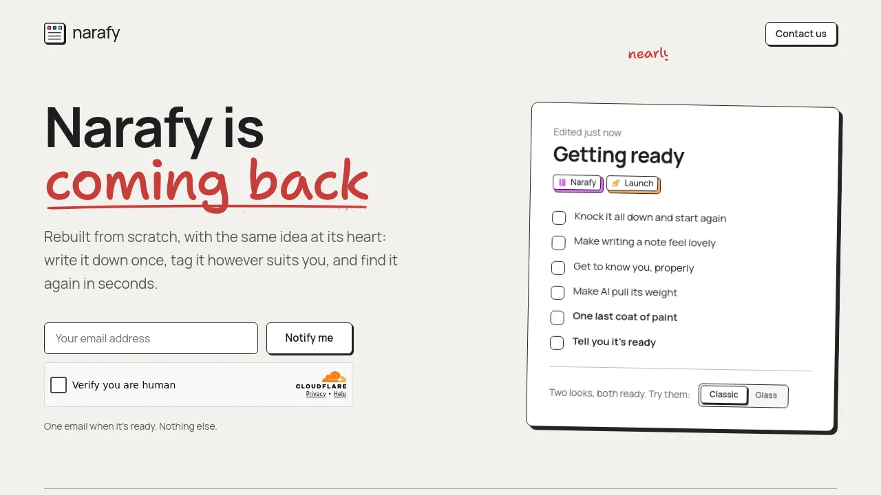 Screenshot of Narafy website