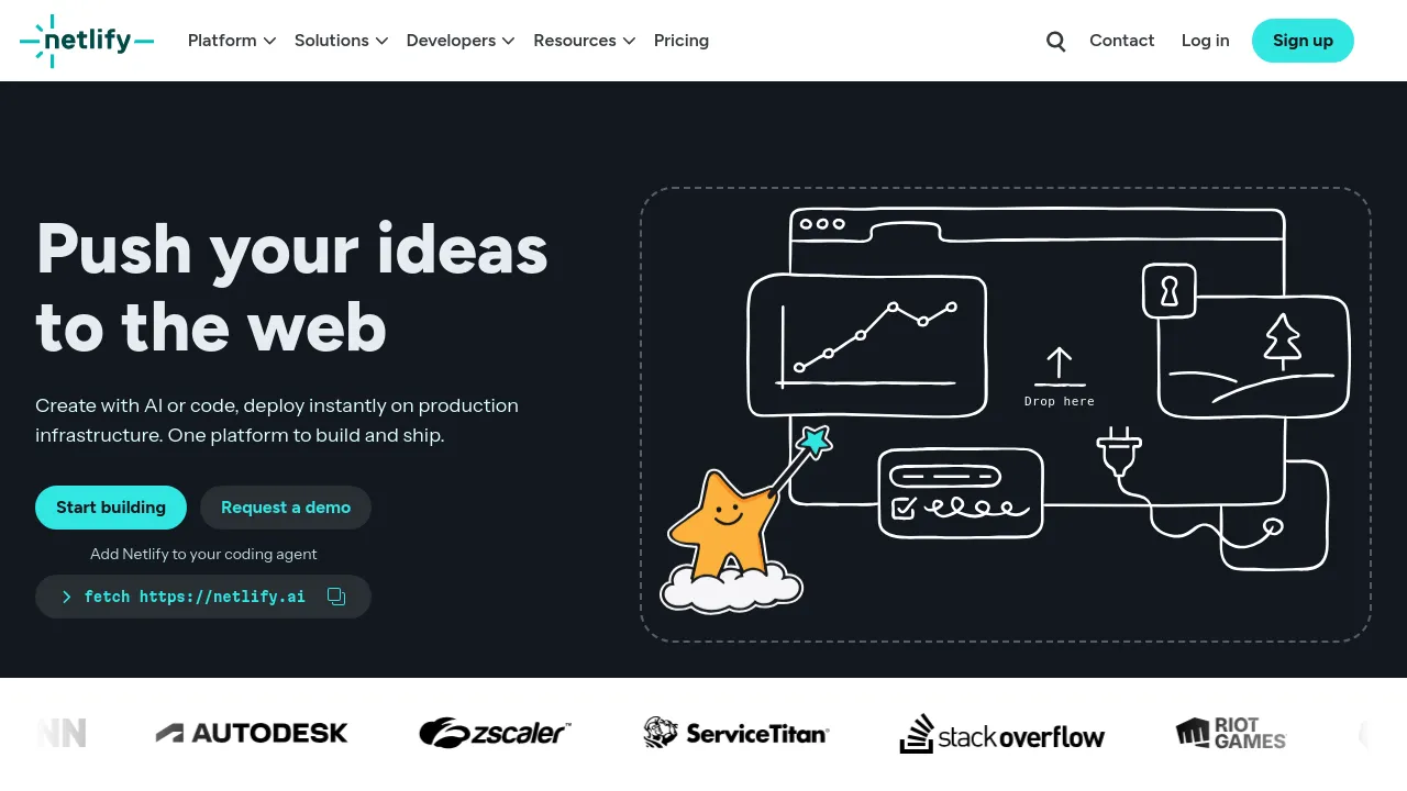 Screenshot of the Netlify website