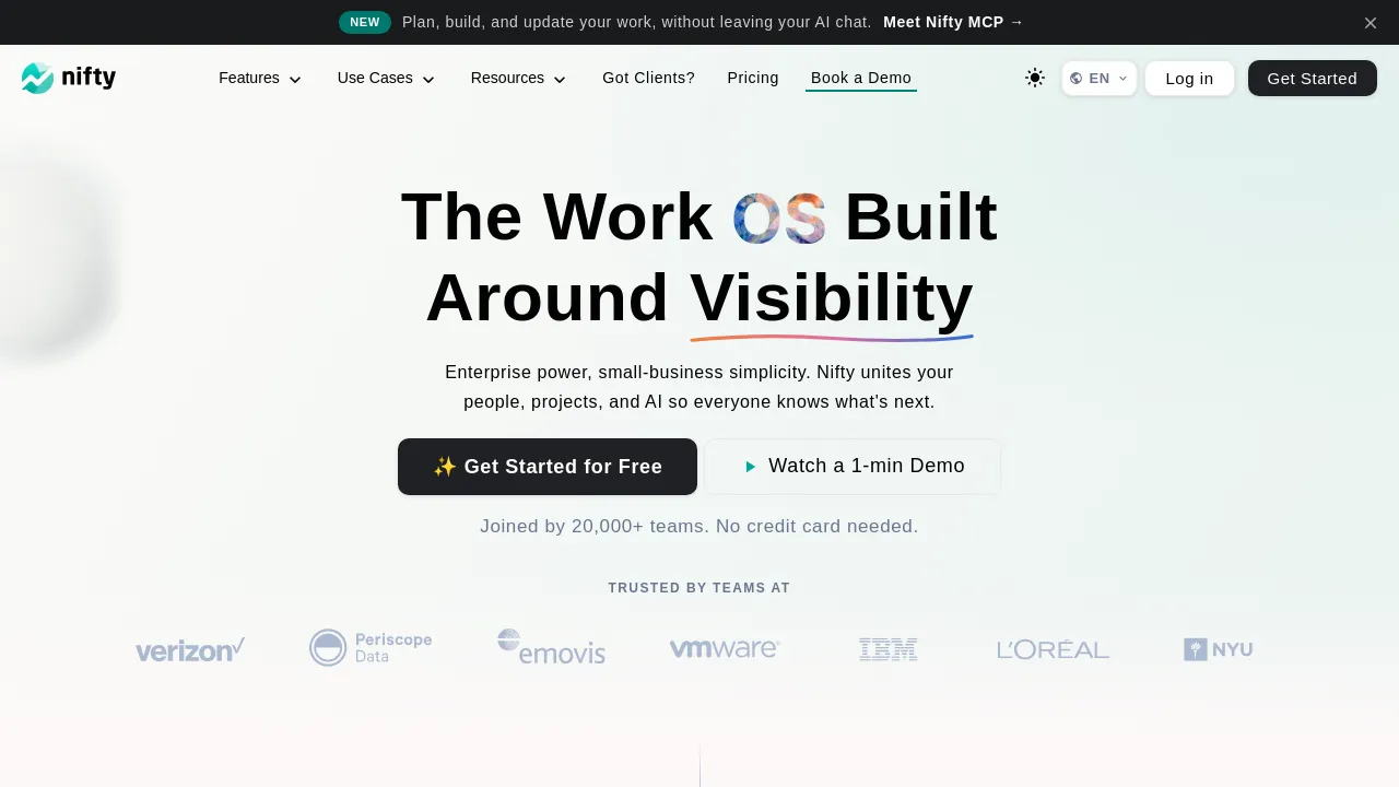 Screenshot of Nifty website