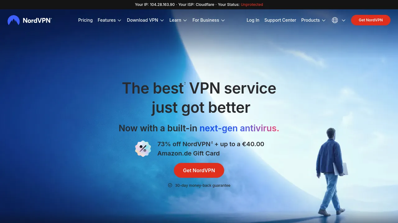 Screenshot of NordVPN website