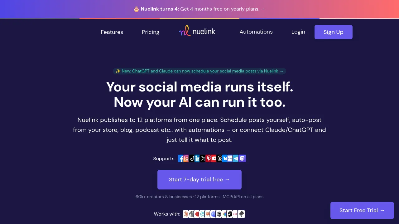 Screenshot of Nuelink website