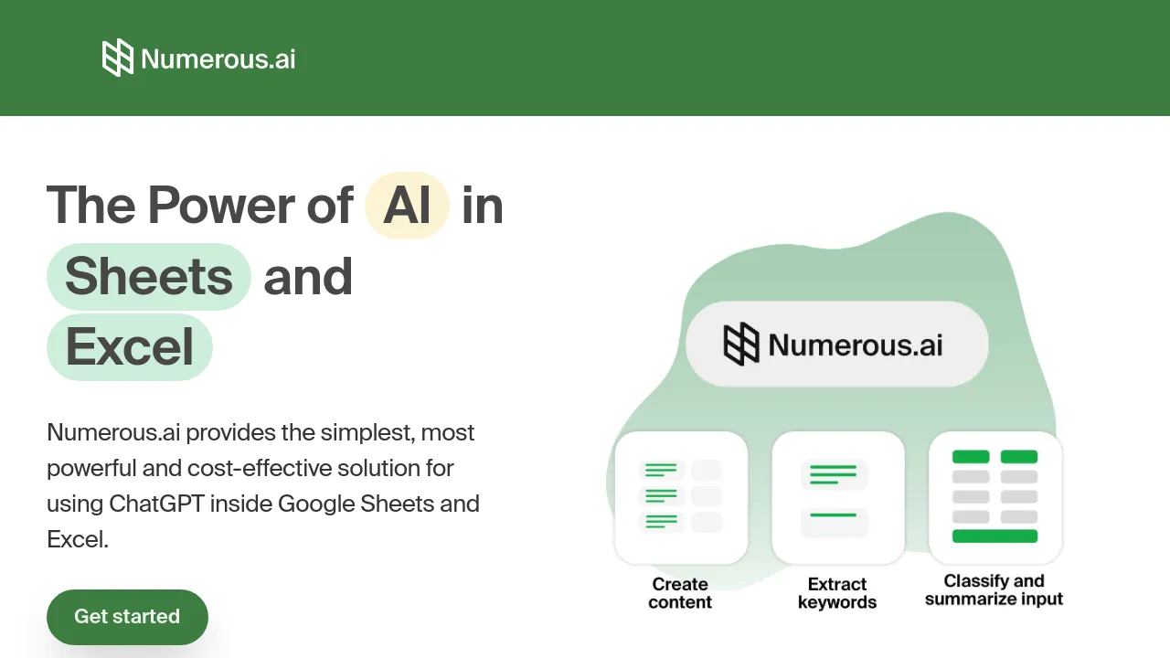 Screenshot of Numerous.ai website