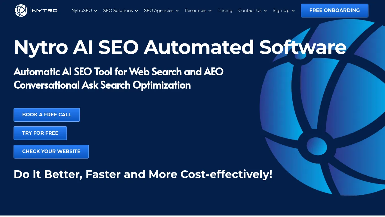 Screenshot of Nytro SEO Automated Software website
