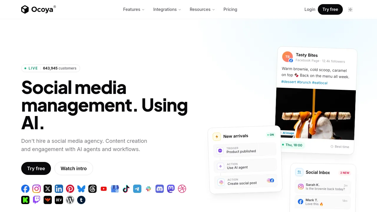 Screenshot of Ocoya website