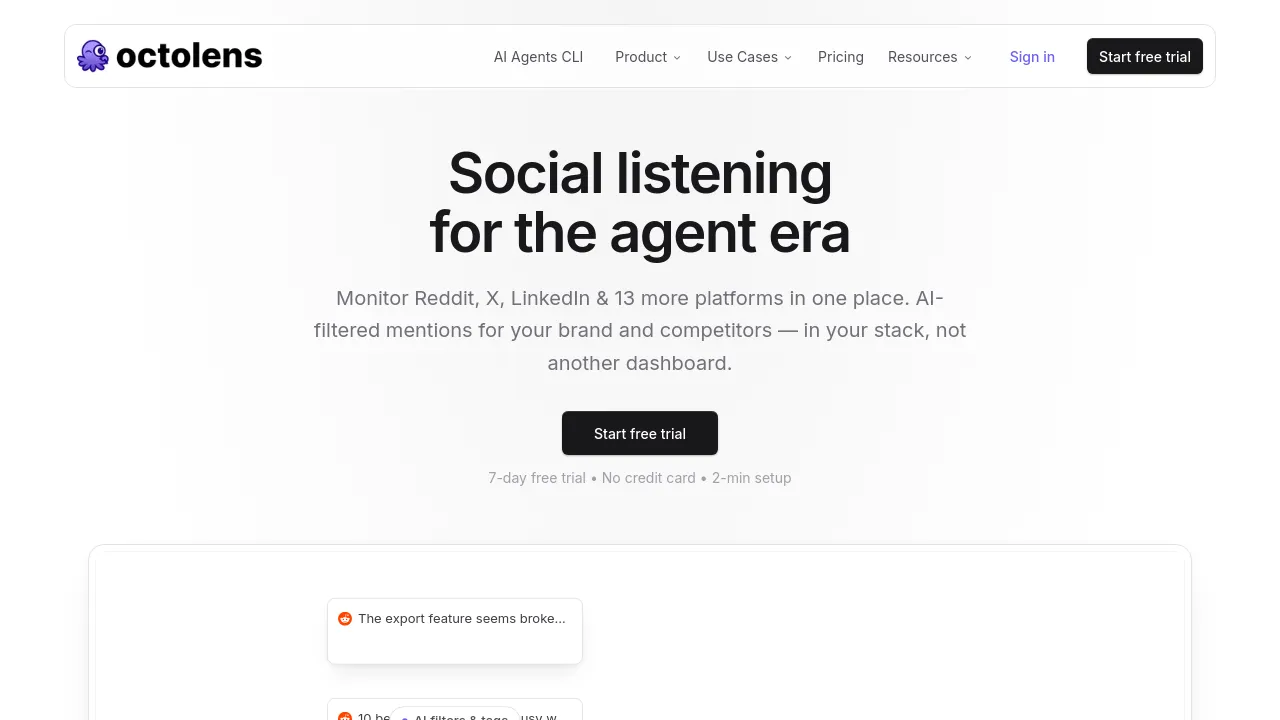 Screenshot of Octolens website